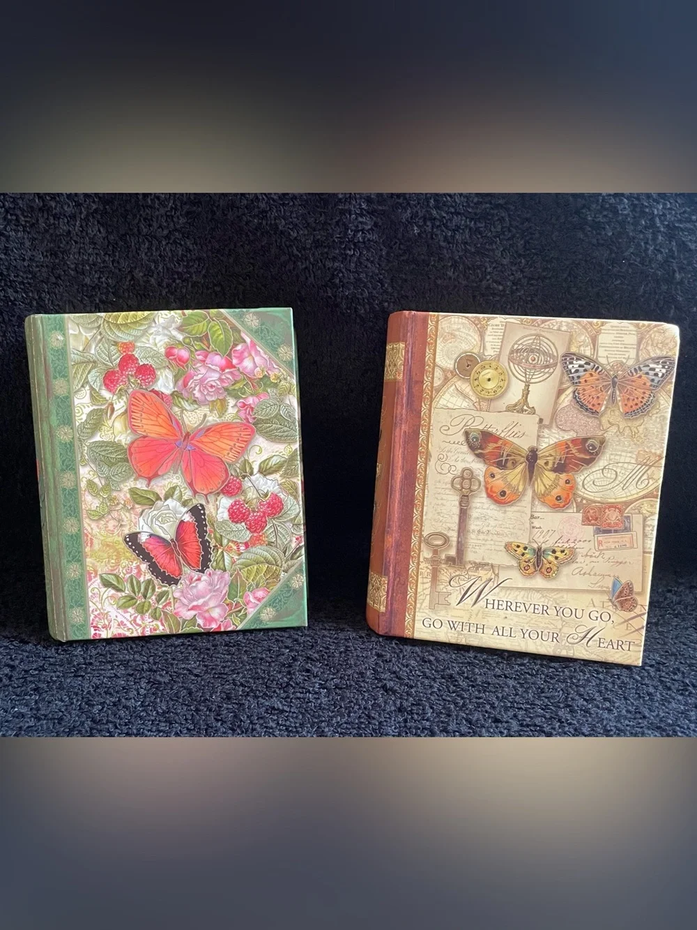 2 Vintage Punch Studio Style Mini Books with Hidden Note Pads